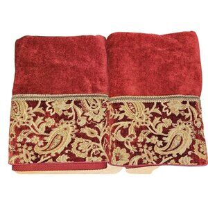 Towels Embroidered Avanti Home Red & Gold Floral Set Of 2